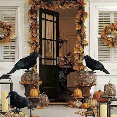 1pc Halloween Black Crow Model Simulation Fake Bird Animal S