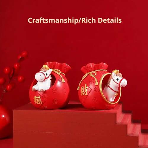 2026 Chinese Horse New Year Decor Red Envelope Resin Desktop