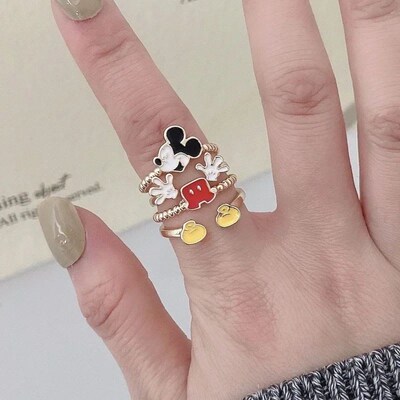 Anime Lilo & Stitch Ring  Silver Cartoon Stitch Mickey Adjus