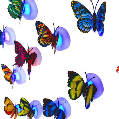 10pcs 3D 3D Butterfly Wall Sticker LED Luminous Light墙贴画