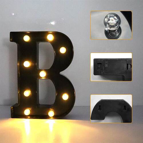 22cm Letters Led Light Black Alphabet Letter Number Night Li