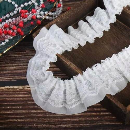 2 Yards Embroidery Ruffle Mesh Lace Fabrics For Clothing Hom