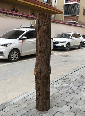 原木带皮大树干装饰圆木桩杉木头墩客厅民宿隔断屏风酒吧空间立柱