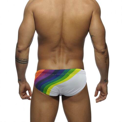 Mens Swim Trunks 彩条男士性感贴身时尚三角泳裤跨境沙滩游泳比