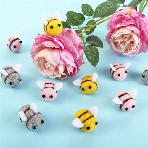 10Pcs Cute Wool Felt Bumble Bee Craft Decor Ball for Christm