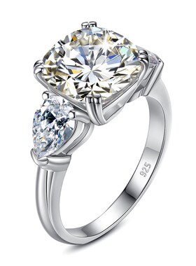 Massive 5 Carat Cushion Moissanite Ring Woman D Color Sterli