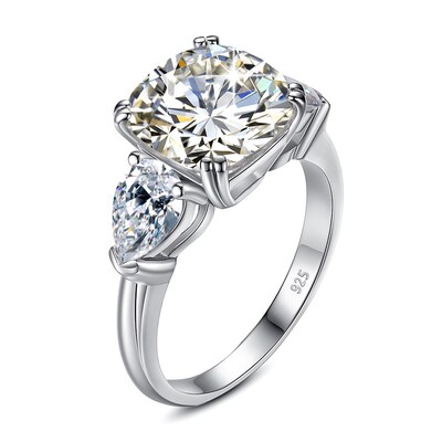 Massive 5 Carat Cushion Moissanite Ring Woman D Color Sterli