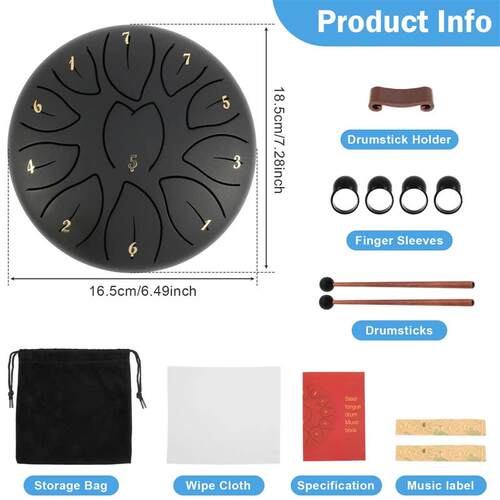 Tongue Drum Rain Drum Musical Metal Drums Set Stable Light-W
