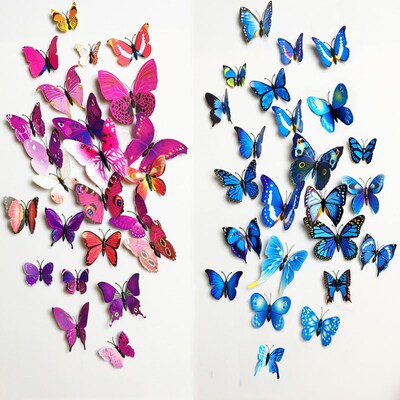 12Pcs 3D Magnet Butterflies Wall Stickers Butterfly Outdoor