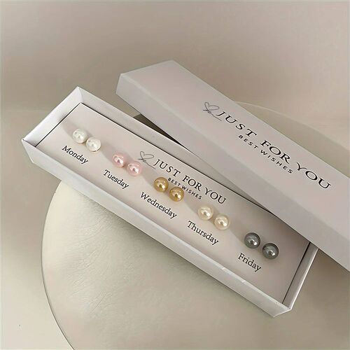 10 pieces of vintage French pearl earring set in a gift box,