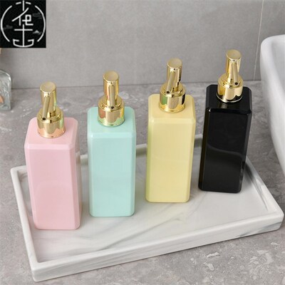 Liquid Soap Dispenser Refillable Punp Bottle Square Bathroom