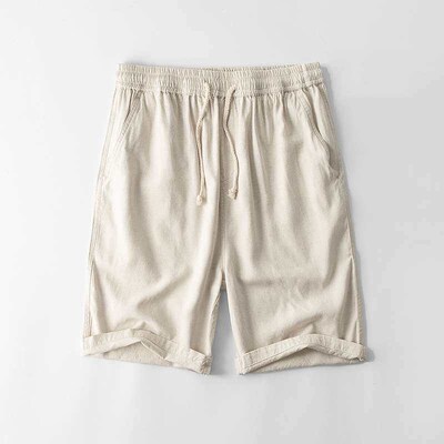 Linen Shorts Mens Casual Loose Straight Linen Medium Pants