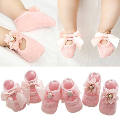 3 Pairs/Lot Lace Flower Newborn Baby Socks Cotton Anti-Slip