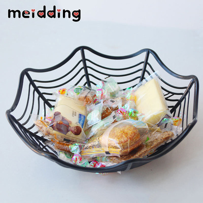 Halloween Decoration Black Spider Web Bowl Fruit Plate Candy