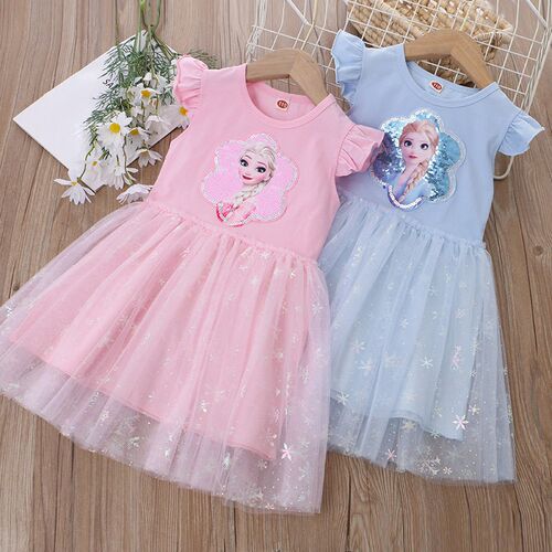 Girls Clothes 2023 New Summer Princess Dresses Flying Sleeve