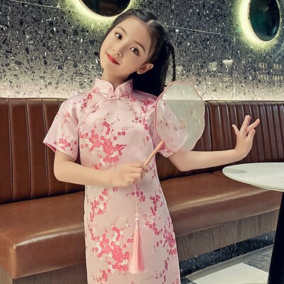 2023 Qipao Red Chinese Traditional Dress Baby Girl Cheongsam