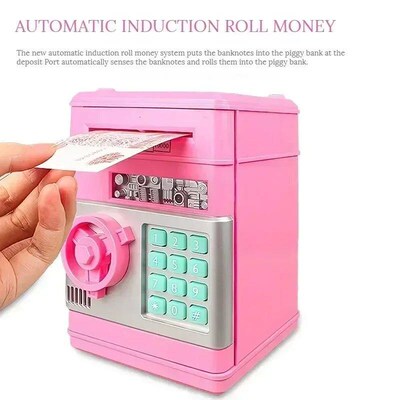Electronic Piggy Bank Automatic Mini Safe Coins Cash Saving