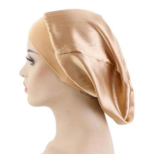 Satin Night Sleep Cap Women Imitation Silk Wide Band Turban