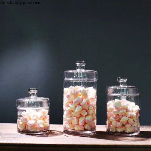 Transparent Glass Food Dried Fruit Candy Jar with Lid