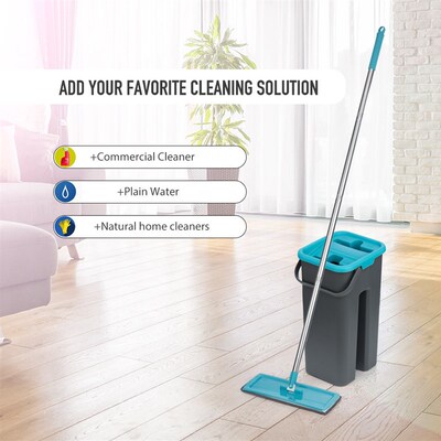 Flat Squeeze Mop and Bucket Hand Free Wringing Floor Cleanin