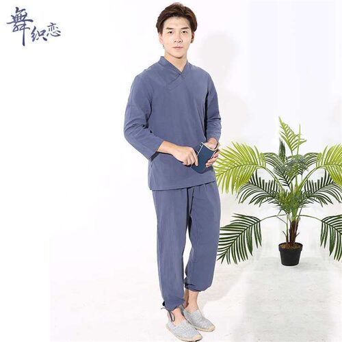 Mens Buddha Linen Suit Zen Suit Tea Suit Chinese Tang Suit