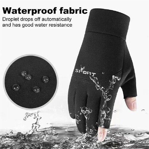 2-Fingerless Winter Cycling Gloves Windproof Outdoor