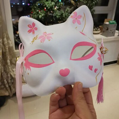 Anime Halloween Foxes Masker Jepang Cosplay Rave dilukis den