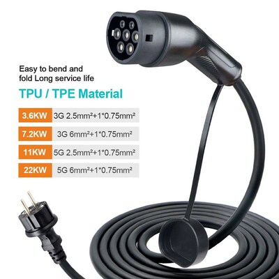 Switchable Current 8A/10A/13A/16A 1 Phase EV Portable Charge