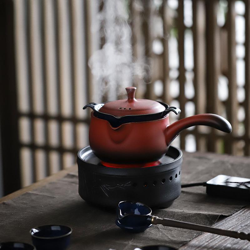 古法煮茶器陶瓷侧把煮茶壶 电陶炉黑茶普洱煮茶器茶具套装