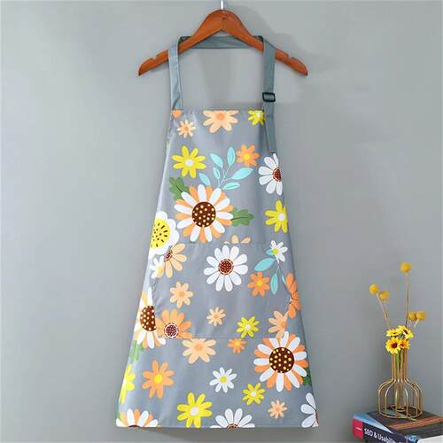 Cute Flower Kitchen Household Oil-Proof Cooking Apron For Wo