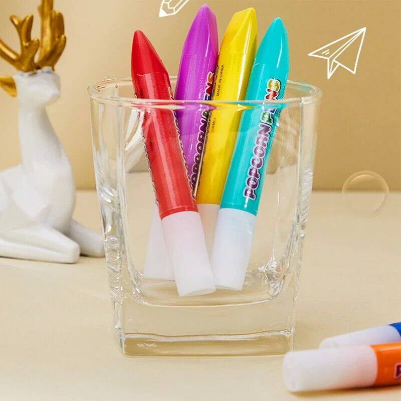 6pcs Magic Popcorn Pens Puffy 3d Art Safe Pen For Greeting B - 实物图