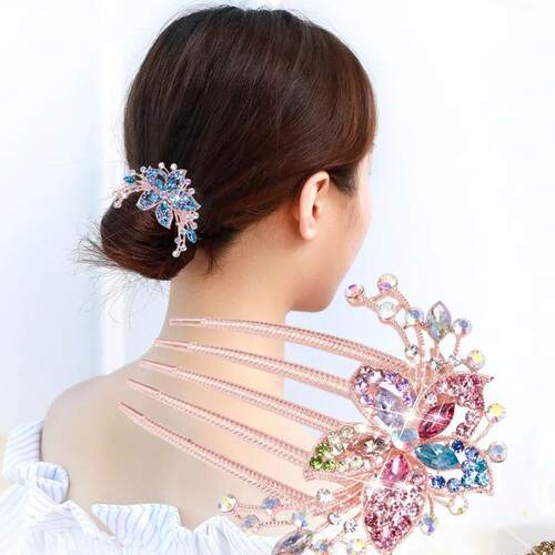 Crystal Flower Hairclips Fashion Hair Maker Bun Hair Combs S