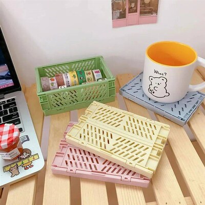 6 Color Organizing Storage Baskets Case Folding Student Desk