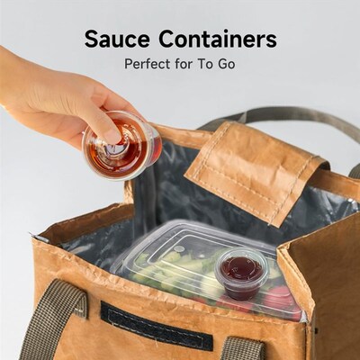 Clear Disposable Plastic Portion Cups with Lids Containers