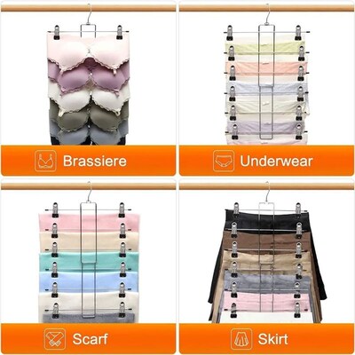 6 Layer Clothes Hangers Multilayer Skirt Trouser Hanger for