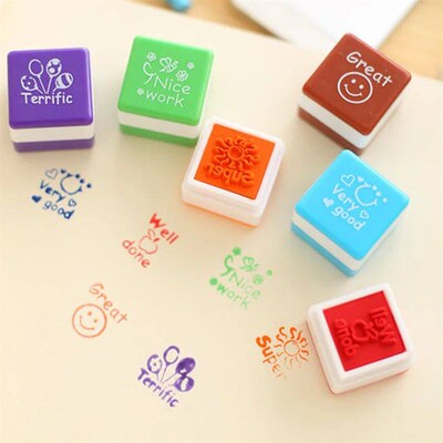 6pcs English Teachers Encourage Stamp Self-Inking Kids Drawi