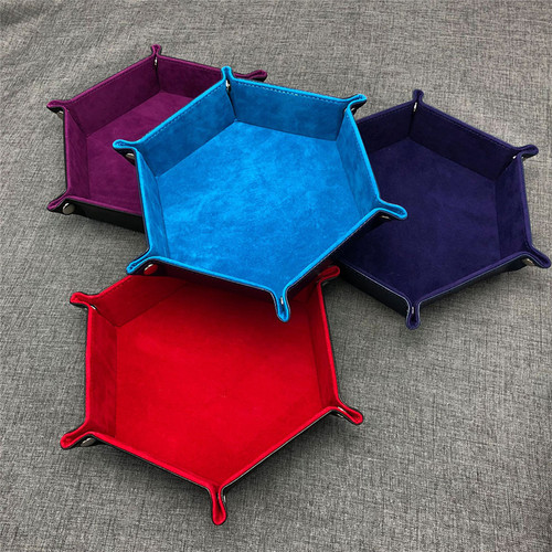 Rolling Folding Hexagon Dice Game Storage Tray Holder Double