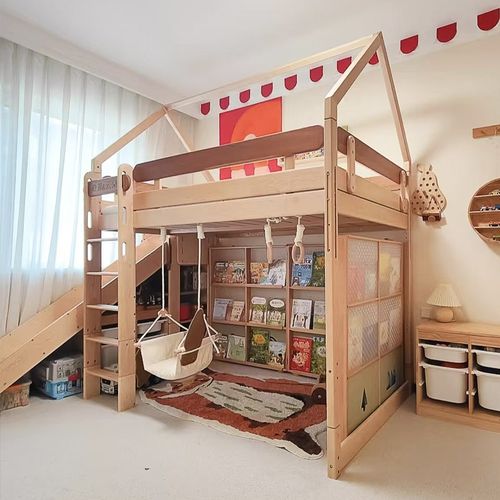 良儿童房间全屋定制禽实木上床下柜高低上下儿童床佳木衣帽间