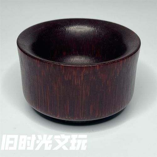 披毛犀角酒杯酒具茶杯茶具鱼籽纹清晰竹丝纹可见文玩把件摆件