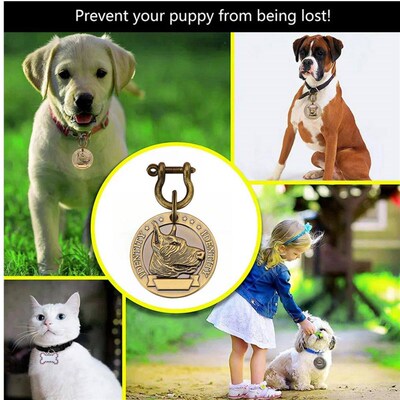 VIP Customizable Engraved Pets ID Tag for Dog Cat Bronze Nam