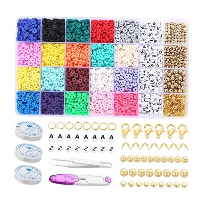 Clay Beads Set Bracelet Necklce Making Bead Letter DIY Kits