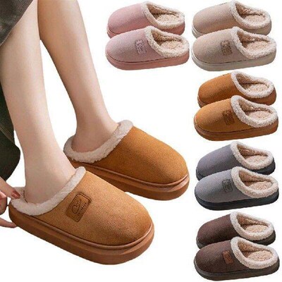 Women Plush Slippers Fluffy Home Slippers Comfortable Low
