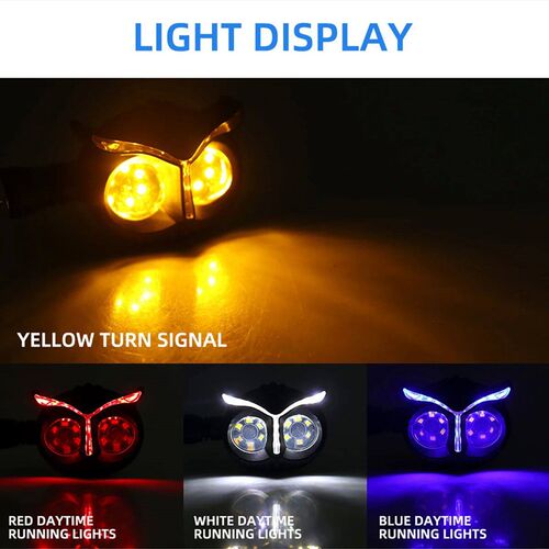 2PCS Dual Color Owl Style Motorcycle Headlight Turn Signals