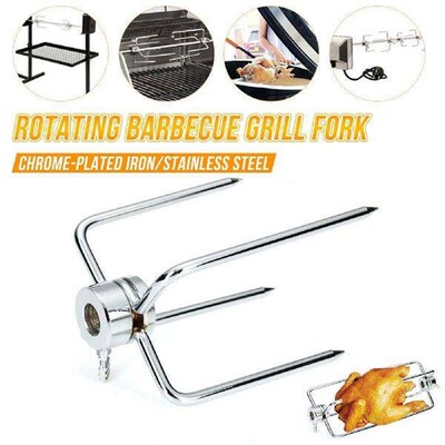 2x Rotisserie BBQ Spit Fork Roaster Charcoal Grill Barbecue