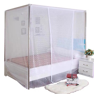 莲花老式 学生宿舍单门蚊帐 梅花特加密方顶穿竹蚊帐