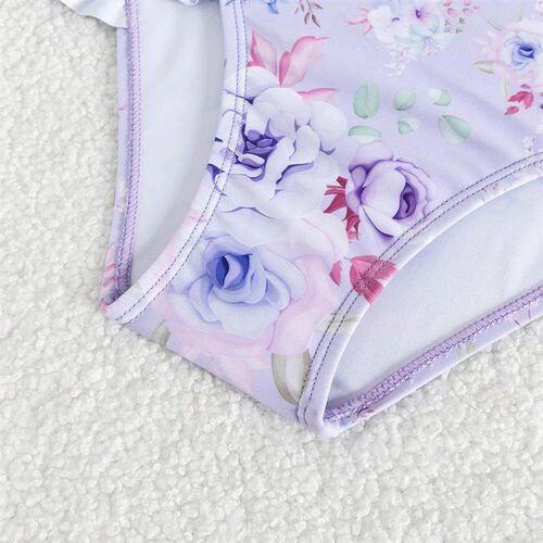 5-14Years teen Girls one-piece Swimwear Floral Print Ruffles