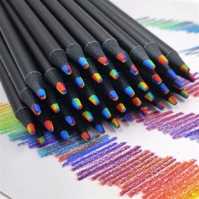 1 Piees Creative Kuroki Rainbow 7 Colors Round Penil Station
