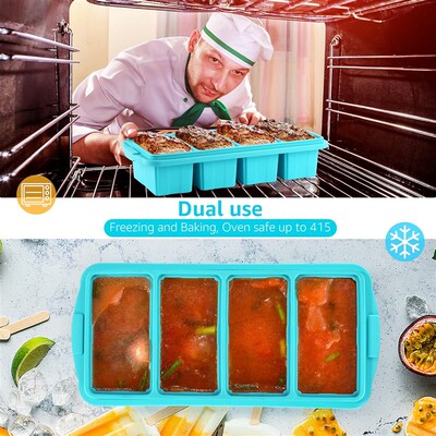 Silicone Freezer Trays With Lids Molds  Freezing Baby Food