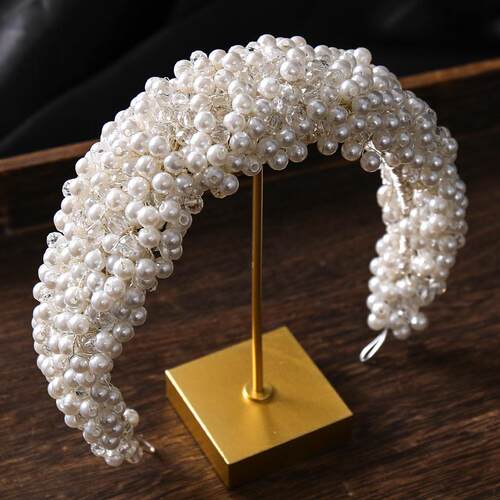 Luxury Baroque women white crystal Pearl handmade beaded rhi