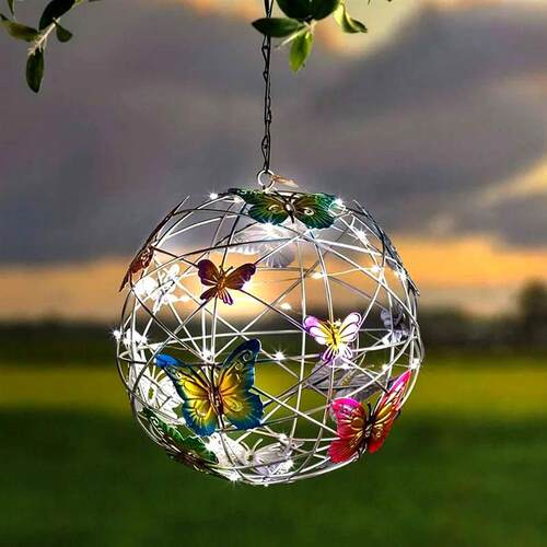 LED Solar Wind Chime Light Garden Butterfly Lamp Colorful Wa